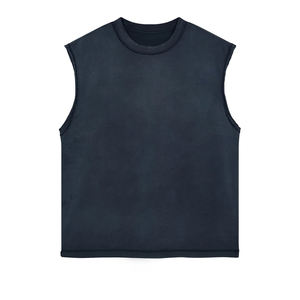 Camiseta sin mangas oversize para hombre con efecto desgastado por el sol y tops, conjunto informal de verano estilo streetwear, proveedor mayorista OEM/ODM con logotipo personalizado - Product Image 5