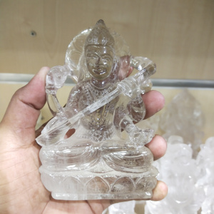 Statue en cristal de Quartz naturel clair sculpté à la main, Statue de la déesse Saraswati sculptée, cadeaux, Articles de Puja, produits Reiki - Product Image 5