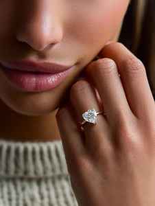 Anillo de Compromiso Solitario con Moissanita de 2.00CT, Corte Corazón, Plata 925 Original con Baño de Oro, Estilo Romántico, Joyería de Regalo - Product Image 5