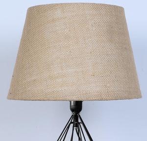 Modern Geometric <b>Iron</b> Table Lamp With Beige Fabric Drum Shade E26 LED Bulb 2700K Warm Light AC 220V Switch Control - Product Image 4