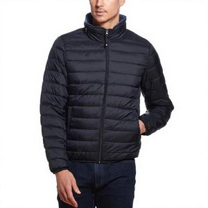 WARPRO INDUSTRY Men's Blue Collarless Puffer <b>Jacket</b> Waterproof Windproof Winter Casual Thick Polyester 300g Regular Fit - Product Image 5