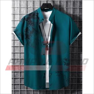 Chemise à manches courtes en soie 100% respirante, style ethnique décontracté pour hommes, taille européenne, été, Ahmad & Fahad Industry - Product Image 4