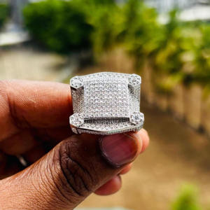 Anillo de Plata de Ley 925 para Hombre, Estilo Hip Hop, con Incrustaciones de Diamantes Moissanite de Corte Brillante Redondo, Regalo de Aniversario, Joyería Iced Out - Product Image 1