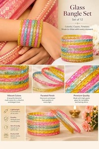 Ensemble de bracelets en verre uni JPS les plus vendus, finition brillante et design goutte de pluie, bijoux élégants pour femmes, disponibles à la vente - Product Image 4