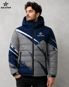 Blouson d'hiver matelassé pour homme, personnalisé, à capuche, imperméable, chaud, tendance, décontracté, pour l'extérieur, fourni par l'usine - Product Image 1