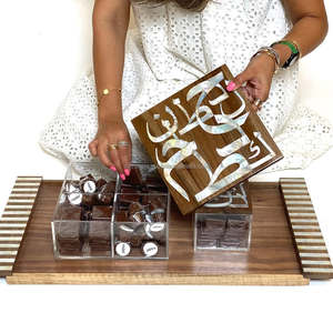 Juego de Mubkhar religioso hecho a mano con incrustaciones de nácar 100% natural y ecológico para regalos de Eid Mubarak y Ramadán - Product Image 3