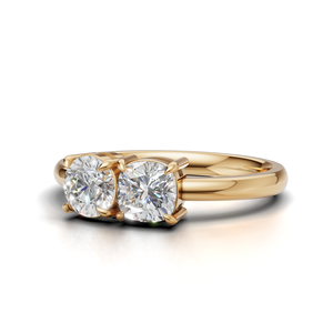 IGI Certified Lab Grown Diamond Toi Et Moi <b>Ring</b> 18K Yellow / White & Rose Gold Round & Cushion Shape Engagement <b>Ring</b> for Women - Product Image 3