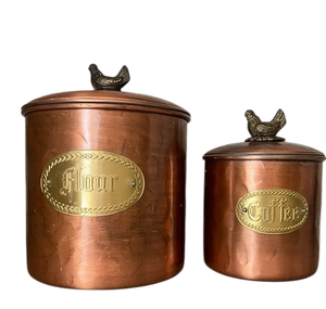 Copper Cylinder Food Storage <b>Container</b> With Lid Handcrafted Vintage Design Airtight Metal Canister For Kitchen Canister - Product Image 5