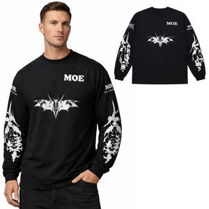 Camisetas estampadas para hombre, de algodón, manga larga, estilo oversize, para hombre, estilo urbano, con diseño de logotipo personalizado, fabricación. - Product Image 1