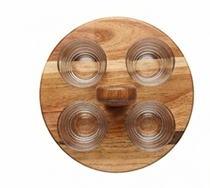 Support à double niveau en bois classique Bold Blossom avec poignée pour rangement d'épices de cuisine, style rustique, multifonctionnel et durable - Product Image 2