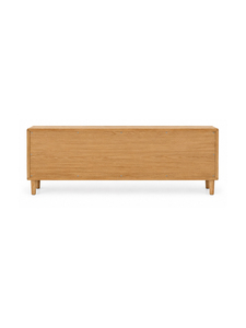 Meuble TV moderne de fabricant de meubles, console de rangement minimaliste et écologique faite à la main avec portes cannelées pour téléviseurs 65+ pouces - Product Image 6