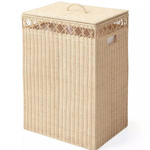 Lidded Rattan Storage <b>Basket</b> <b>Wicker</b> Organizer For Laundry, Blankets & Home Storage, Clean Look And Durable Construction - Product Image 1