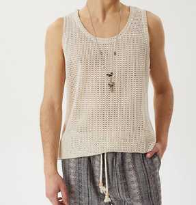 Débardeur en tricot à col rond pour femme, style bohème, ajouré, en coton respirant - Product Image 6