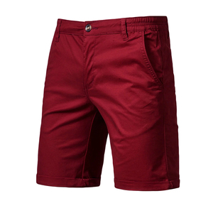 Men's Shorts Solid Color Bermuda Shorts Mid Waist Button Fly Casual Woven Shorts <b>Red</b> High Quality Fabric Comfortable Feel ODM - Product Image 1