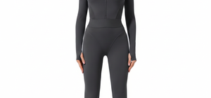 จั๊มสูทออกกำลังกายผู้หญิง ผ้าสแปนเด็กซ์/ไนลอน ระบายอากาศได้ดี แบบชิ้นเดียว ซิปหน้า แขนยาว กระชับสัดส่วน ควบคุมหน้าท้อง เหมาะสำหรับโยคะ ฟิตเนส บอดี้สูทรัดรูป - Product Image 5