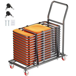 Carrello Porta Sedie in Metallo a Forma di L, Capacità 300 LBS, per 25 Sedie, Posizionamento Orizzontale, Carrello per Hotel - Product Image 1