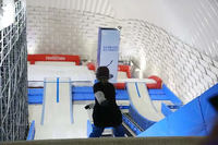 Haute qualité bleu blanc aiguille champignon sec tapis de Ski tapis extérieur parc jardin artificiel sec neige ski pistes piste