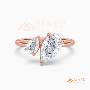 Rose Gold Pear Moissanite Engagement Ring Lab Grown Diamond Bridal Jewelry Women USA Anniversary Band - Product Image 5