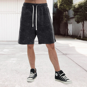 Wholesale 2026 Breathable New Style Men's 100% Cotton Fabric Lined <b>Hip</b> Hop Acid Wash Comfortable Shorts Custom Color and Size - Product Image 3