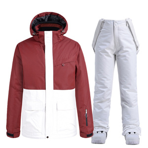 Ensemble de vêtements de ski unisexe, veste à capuche à imprimé neige, pantalon noir, fermeture éclair imperméable, tenue adulte - Product Image 2