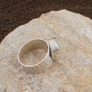 Bague en larimar naturel, argent sterling 925, faite à la main, pierre des Caraïbes, pour femme, minimaliste, bleu océan, vente en gros - Product Image 3
