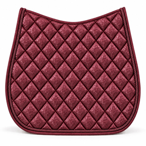 Tapis de selle de dressage bordeaux matelassé avec rembourrage en polyester, coque synthétique, style saut d'obstacles, protection pour cheval, sangle de ventre incluse - Product Image 3