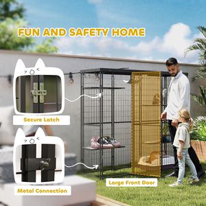 Catio Impermeabile per Esterni e Interni con 4 Piattaforme di Salto e Amaca, 175x56x157 cm, in Rete Saldata, per 1-3 Gattini, Cuccia per Animali Domestici - Product Image 6