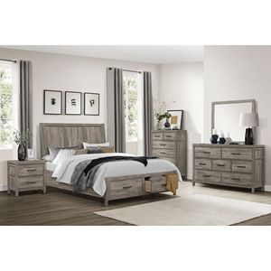 Comò da letto con 7 cassetti in stile rustico con finitura grigia Premium in legno laminato melaminico 1 pz - Product Image 6