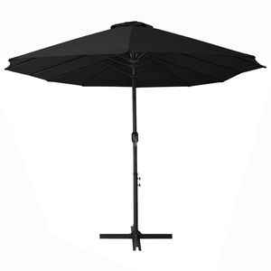 Parasol extra large en aluminium avec tissu polyester noir, parasols et bases pour patio - Product Image 3