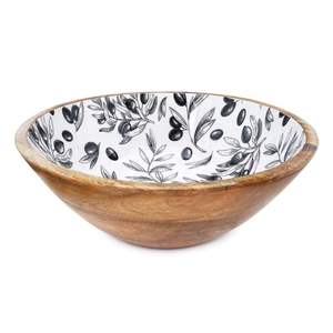 Bol à salade en bois écologique de luxe, fait main, durable, léger, motifs émaillés attrayants, style moderne et élégant pour la table de fête - Product Image 2
