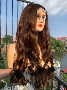 Vente en gros 100% vietnamien Remy cheveux humains perruque frontale simple trame vague naturelle couleur personnalisée Super Double dessiné meilleur prix! - Product Image 2