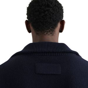 <b>Men</b> Black Knit <b>Cardigan</b> Sweater Full Zip High Neck Long Sleeve Casual Winter Warm Pullover Premium Fashion Knitwear for <b>Men</b> - Product Image 6