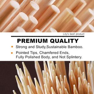 Brochettes en bambou naturel de 8 pouces pour kabobs, fontaines à chocolat, barbecues, artisanat de cuisine, apéritifs, fruits, cocktails et grillades - Product Image 4
