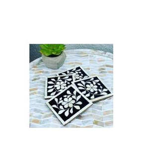 Antique Design Bone Inlay <b>coaster</b> with <b>White</b> and Black Color for Kitchenware and Tabletop Decorate Bone Inlay <b>coaster</b> - Product Image 3