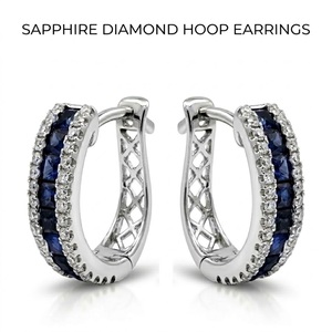 Boucles d'oreilles Huggie Princesse Saphir Diamant en Or Blanc 18K, Sertissage Multi-Rangées, Bijoux de Mariage Haut de Gamme, Service OEM ODM - Product Image 1