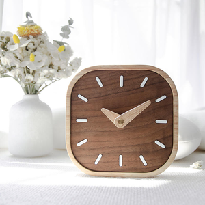 Reloj de Mesa de Madera de Nogal Negro de Estilo Nórdico Simple, Creativo para Dormitorio, Mesita de Noche, Escritorio y Mesa - Product Image 3