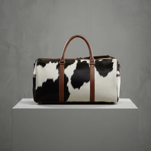 Sac de voyage en cuir de vachette véritable, style vintage, fait main, avec fermeture éclair, grande capacité, multifonctionnel - Product Image 1
