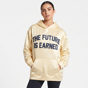 Sweat à capuche oversize pour femme 100 % polyester, épaules tombantes, style sportswear, broderie chenille en polyester épais pour femme - Product Image 2