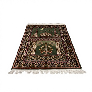 Tapis de prière en soie noué à la main vert, design islamique musulman Janamaz, tapis de prière de luxe fait main, décoration de la maison, cadeau - Product Image 4