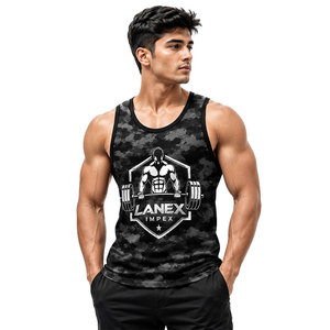 Custom Men's Black Camo Gym Tank Top Sublimation Fitness <b>Stringer</b> <b>Vest</b> Bodybuilding Sleeveless Workout Wear Training Sports - Product Image 1