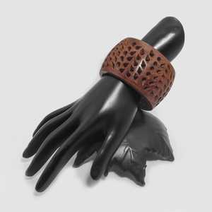 Handmade Wooden Sheesham Fashion Bangles Velura Carve & Aureva Contour Bracelets Sustainable Jewelry Statement - Product Image 4
