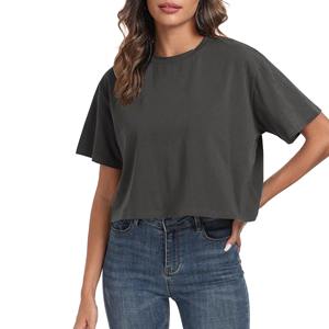 Women's Short Sleeve Cotton Jersey T-Shirt Casual Solid Color Regular Fit Knitted Plain Dyed <b>Top</b> - Product Image 4