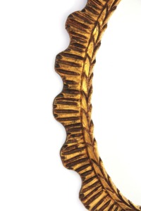 Oval Brass Mirror With <b>Leaf</b> Design Traditional <b>Wall</b> <b>Decor</b> Metal Frame - Product Image 2