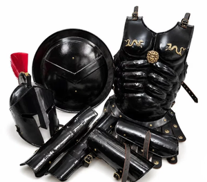 Modern 300 Blackened Customized Armour Outfit Sculpture Set Includes Helmet Muscle Jacket Leg Arm Guards TV Movie Character <b>Art</b> - Product Image 1