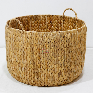 Cesta de Almacenamiento Ecológica de Jacinto de Agua, Redonda, Tejida, con Asas, para Ropa, Guardería, Baño - Product Image 4