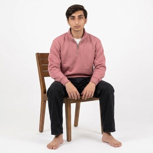Sweat-shirt personnalisé pour homme avec fermeture éclair quart de tour, en molleton de coton premium, coupe épaules tombantes, col montant, style décontracté moderne - Product Image 6