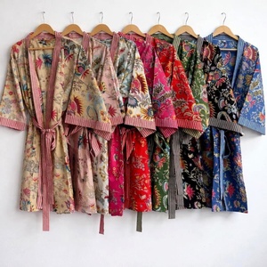 Wholesale Women's Tiger Print Cotton Breathable Drawstring Closure Kimono Dressing Gown Long Beach Wear Hotel <b>Bath</b> Robe - Product Image 6