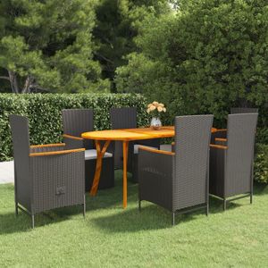 Juego de Comedor de Patio de 7 Piezas en Negro para Uso en Jardín - Product Image 1