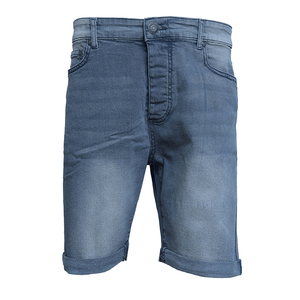 Shorts Bermuda en jean bleu pour homme, taille mi-haute, avec poches, fermeture à cordon, style décontracté, tricoté 100% coton respirant - Product Image 1