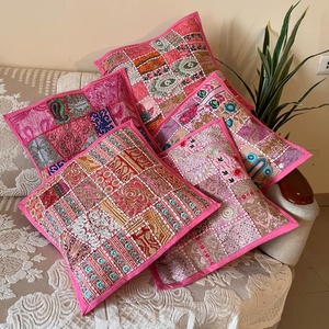 Taies d'oreiller carrées en patchwork faites à la main, 100% coton, style bohème vintage, personnalisables, fermeture enveloppe pour la décoration de la maison et des hôtels - Product Image 4